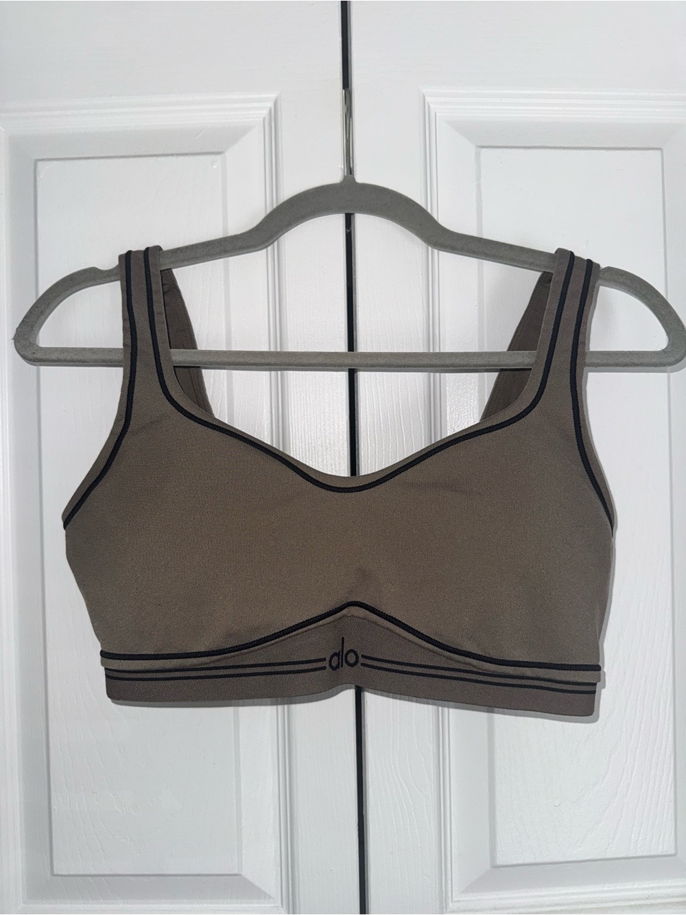 ALO Yoga Olive Sports Bra with Black Trim